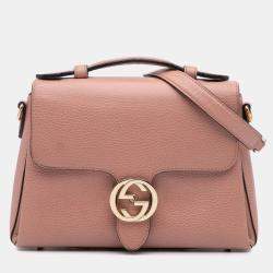 Gucci Pink Small Dollar Leather Interlocking G Satchel