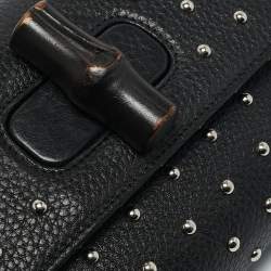 Pre Owned Gucci Black Leather Studded Miss Bamboo Shoulder Bag
