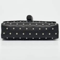 Pre Owned Gucci Black Leather Studded Miss Bamboo Shoulder Bag