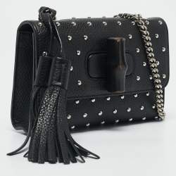Pre Owned Gucci Black Leather Studded Miss Bamboo Shoulder Bag