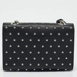 Pre Owned Gucci Black Leather Studded Miss Bamboo Shoulder Bag