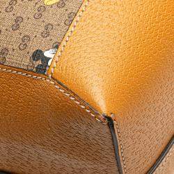 Gucci Brown Coated Canvas Disney GG Supreme Mickey Mouse Micro Tote Bag