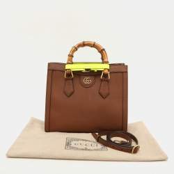 Gucci Brown Leather Small Bamboo Diana Tote
