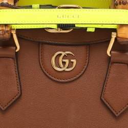 Gucci Brown Leather Small Bamboo Diana Tote