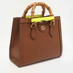 Gucci Brown Leather Small Bamboo Diana Tote