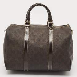 Gucci Dark Brown GG Supreme Canvas and Leather Medium Joy Boston Bag