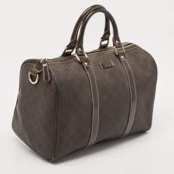 Gucci Dark Brown GG Supreme Canvas and Leather Medium Joy Boston Bag