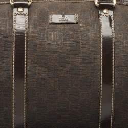 Gucci Dark Brown GG Supreme Canvas and Leather Medium Joy Boston Bag
