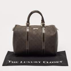 Gucci Dark Brown GG Supreme Canvas and Leather Medium Joy Boston Bag