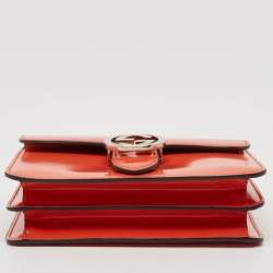 Gucci Orange Patent Leather Dollar Interlocking G Crossbody Bag