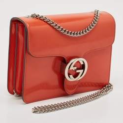Gucci Orange Patent Leather Dollar Interlocking G Crossbody Bag