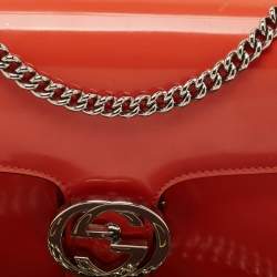 Gucci Orange Patent Leather Dollar Interlocking G Crossbody Bag