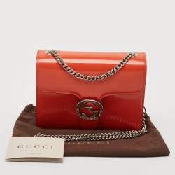Gucci Orange Patent Leather Dollar Interlocking G Crossbody Bag
