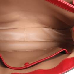 Pre Owned Gucci Red Patent Leather Lady Lock Bamboo Top Handle Bag