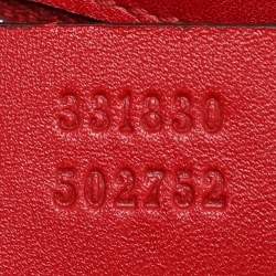 Pre Owned Gucci Red Patent Leather Lady Lock Bamboo Top Handle Bag