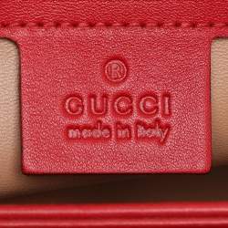 Pre Owned Gucci Red Patent Leather Lady Lock Bamboo Top Handle Bag