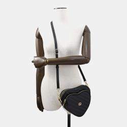 Gucci Black Leather Interlocking G Heart Shoulder Bag 