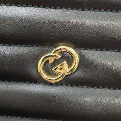 Gucci Black Leather Interlocking G Heart Shoulder Bag 