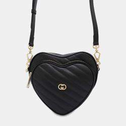 Gucci Black Leather Interlocking G Heart Shoulder Bag 