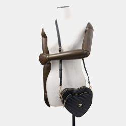 Gucci Black Leather Interlocking G Heart Shoulder Bag 