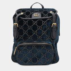  Gucci Blue Velvet Size Small GG Velvet Backpack 