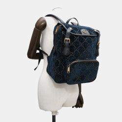  Gucci Blue Velvet Size Small GG Velvet Backpack 