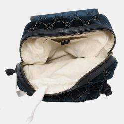  Gucci Blue Velvet Size Small GG Velvet Backpack 