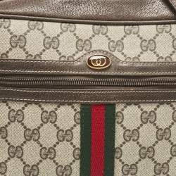 Pre Owned Gucci Beige/Brown GG Supreme Canvas and Leather Medium Ophidia Crossbody Bag