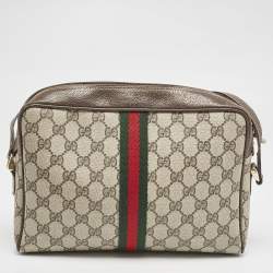 Pre Owned Gucci Beige/Brown GG Supreme Canvas and Leather Medium Ophidia Crossbody Bag