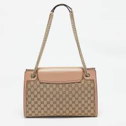 Pre Owned Gucci Beige GG Canvas Large Emily Chain Shoulder Bag