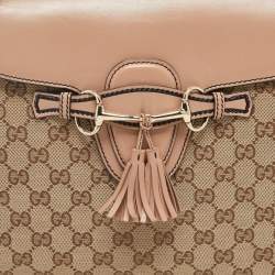 Pre Owned Gucci Beige GG Canvas Large Emily Chain Shoulder Bag