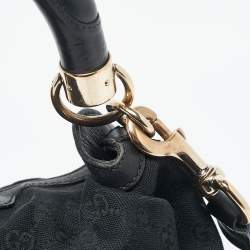 Pre Owned Gucci Black GG Canvas and Leather Medium Babouska Indy Hobo