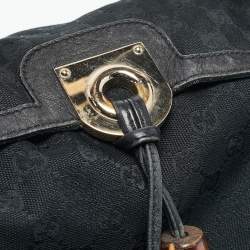 Pre Owned Gucci Black GG Canvas and Leather Medium Babouska Indy Hobo