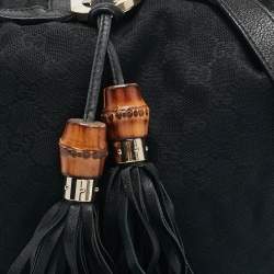 Pre Owned Gucci Black GG Canvas and Leather Medium Babouska Indy Hobo