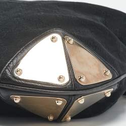 Pre Owned Gucci Black GG Canvas and Leather Medium Babouska Indy Hobo