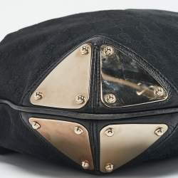 Pre Owned Gucci Black GG Canvas and Leather Medium Babouska Indy Hobo