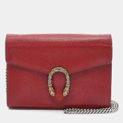 Gucci Red Mini Leather Dionysus Wallet on Chain Bag