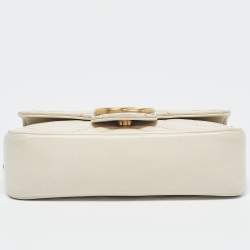Gucci Off White Matelassé Leather Super Mini GG Marmont Shoulder Bag