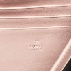 Gucci Light Pink Matelassé Leather GG Marmont Wallet on Chain
