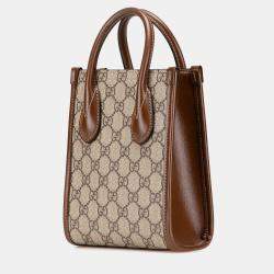 Gucci Beige/Brown Mini GG Supreme Interlocking G Satchel Bag