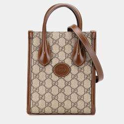 Gucci Beige/Brown Mini GG Supreme Interlocking G Satchel Bag