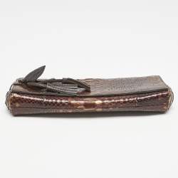 Gucci Brown Ombre Python Tassel Clutch