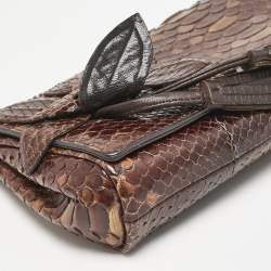 Gucci Brown Ombre Python Tassel Clutch