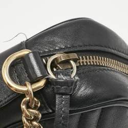 Gucci Black Matelassé Leather Mini GG Marmont Camera Bag