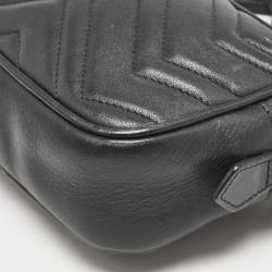 Gucci Black Matelassé Leather Mini GG Marmont Camera Bag