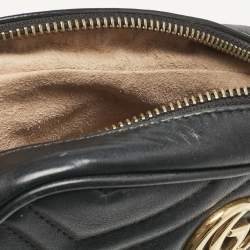 Gucci Black Matelassé Leather Mini GG Marmont Camera Bag