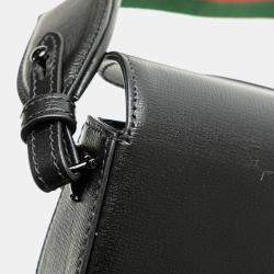 Gucci Black Mini Web Leather 1955 Horsebit Satchel Bag