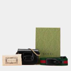 Gucci Black Mini Web Leather 1955 Horsebit Satchel Bag