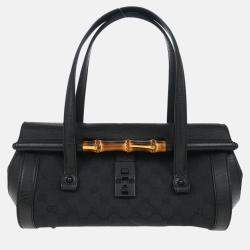 Gucci Black GG Bamboo Shoulder Bag
