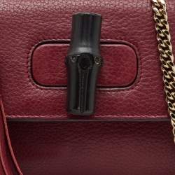 Gucci Burgundy Leather Miss Bamboo Tassel Shoulder Bag